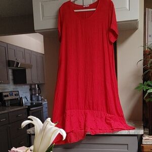 Rosemarine Made in Italy Red Linen Dress Size L